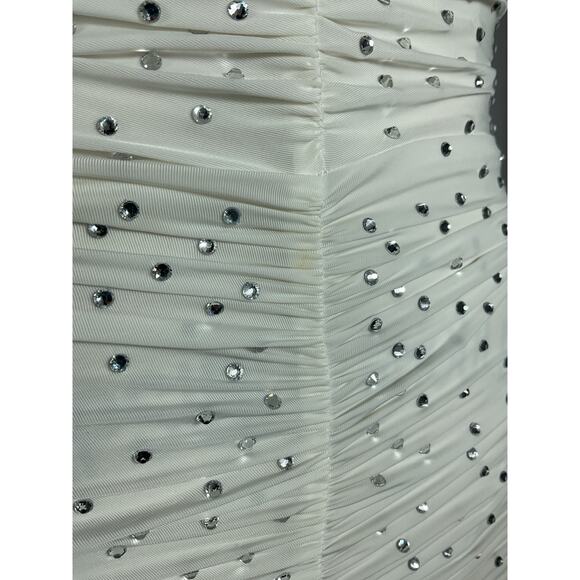 Alex Perry Crystal White Nylon Turtleneck Ruched Column Dress Size UK 8/US 4 NWT - Picture 7 of 7